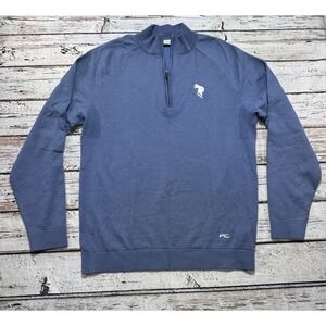 Kjus Mens 1/4 Zip Golf Sweater 52/L Blue Wollaston Golf Club Wool Cashmere Silk